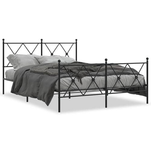 Sengeramme med sengegavl og fodgærde 137x190 cm metal sort