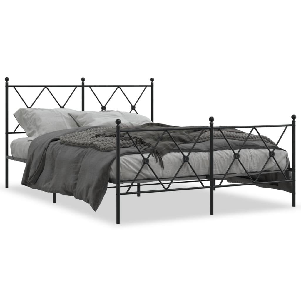 Sengeramme med sengegavl og fodgærde 137x190 cm metal sort
