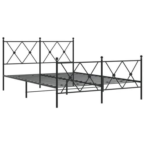 Sengeramme med sengegavl og fodgærde 137x190 cm metal sort