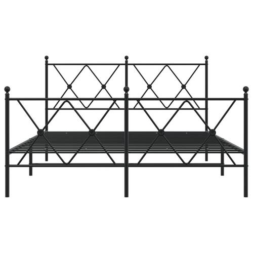 Sengeramme med sengegavl og fodgærde 137x190 cm metal sort