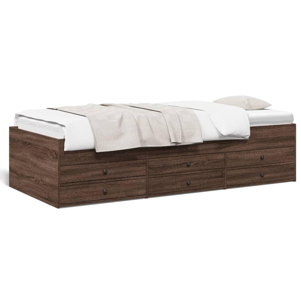 Daybed med skuffer uden madras 90x200 cm brunt eg