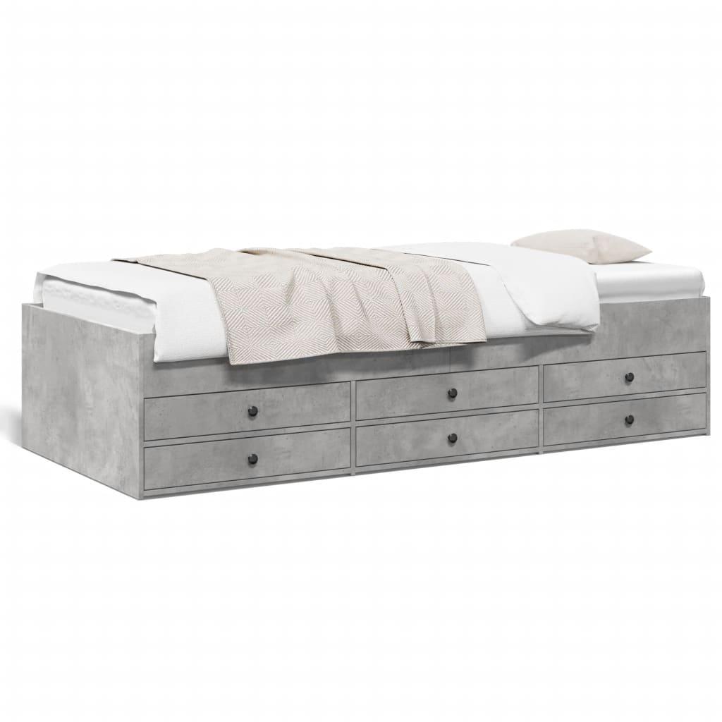 Daybed med skuffer uden madras 90x200 cm betongrå