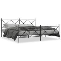 Sengeramme med sengegavl og fodgærde 200x200 cm metal sort