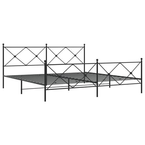 Sengeramme med sengegavl og fodgærde 200x200 cm metal sort