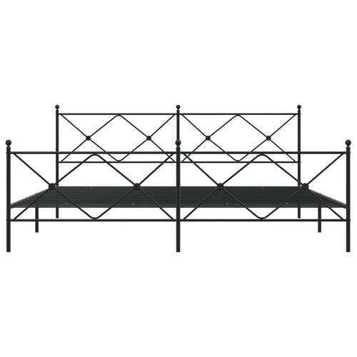 Sengeramme med sengegavl og fodgærde 200x200 cm metal sort