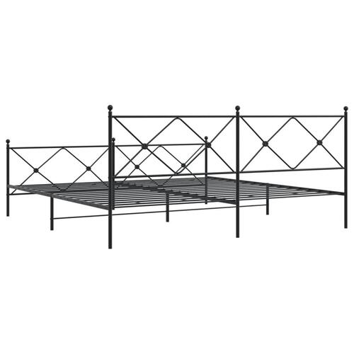 Sengeramme med sengegavl og fodgærde 200x200 cm metal sort