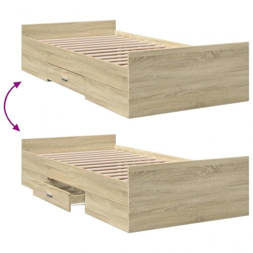 Sengeramme med 2 skuffer 90 x 190 cm - sonoma-eg