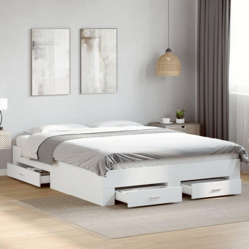 Sengeramme med skuffer 140 x 200 cm - hvid