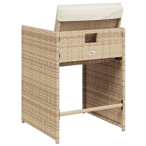 Havestole 4 stk. med hynder polyrattan beige
