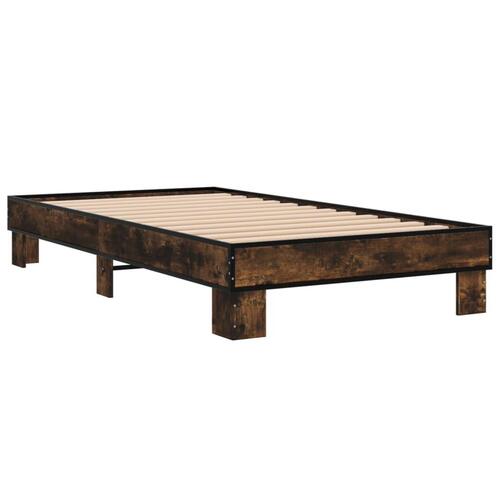Sengeramme 75x190 cm konstrueret træ og metal røget eg