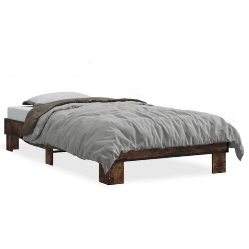 Sengeramme 75x190 cm konstrueret træ og metal røget eg
