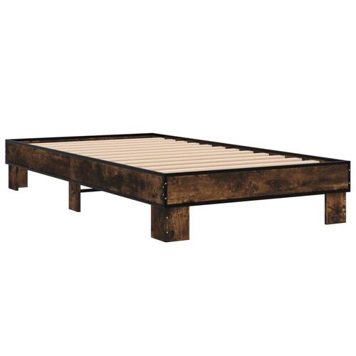 Sengeramme 75x190 cm konstrueret træ og metal røget eg
