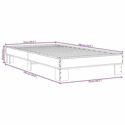 Sengeramme 75x190 cm konstrueret træ og metal røget eg