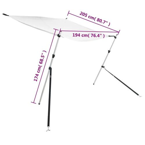 Solsejl til båd 170x208x(115-183) cm forlængerdel hvid