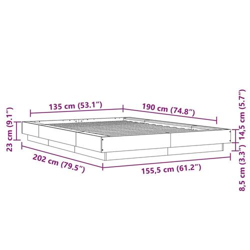 Sengestel 135x190 cm konstrueret træ hvid