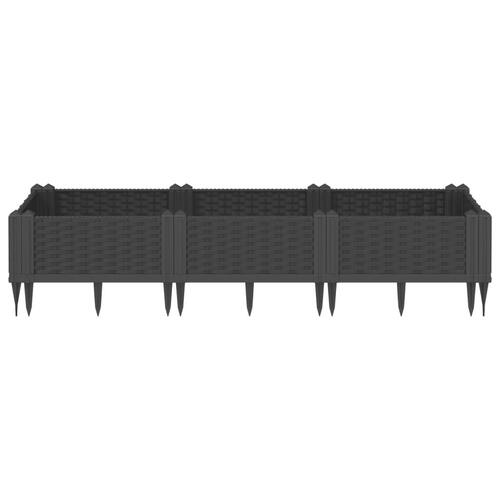Plantekasse med spyd 125x40x28,5 cm PP sort