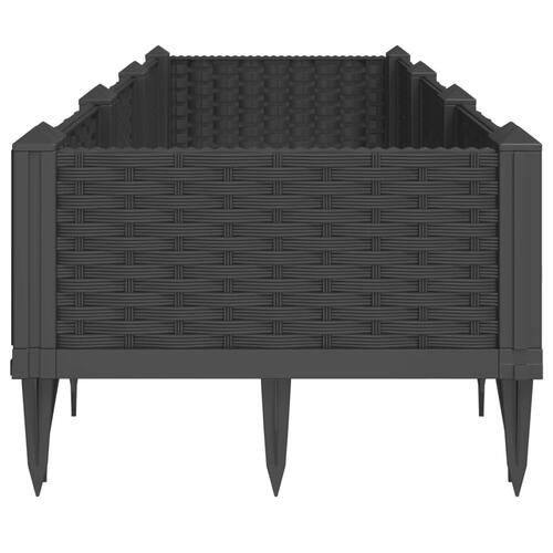 Plantekasse med spyd 125x40x28,5 cm PP sort