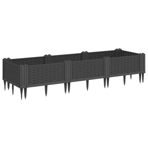 Plantekasse med spyd 125x40x28,5 cm PP sort