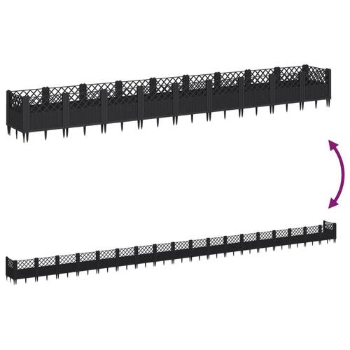 Plantekasse med spyd 363,5x43,5x43,5 cm PP sort