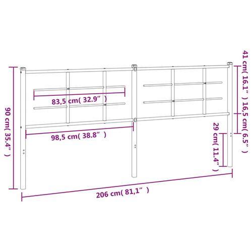 Sengegavl 200 cm metal sort