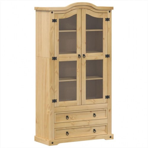 Glasskab Corona 99x43x187 cm massivt fyrretræ