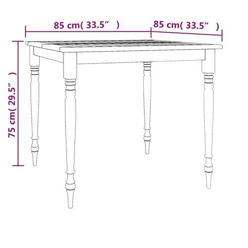 Batavia-bord 85x85x75 cm massivt teaktræ
