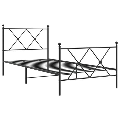 Sengeramme med sengegavl og fodgærde 90x200 cm metal sort