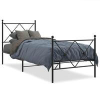 Sengeramme med sengegavl og fodgærde 80x200 cm metal sort