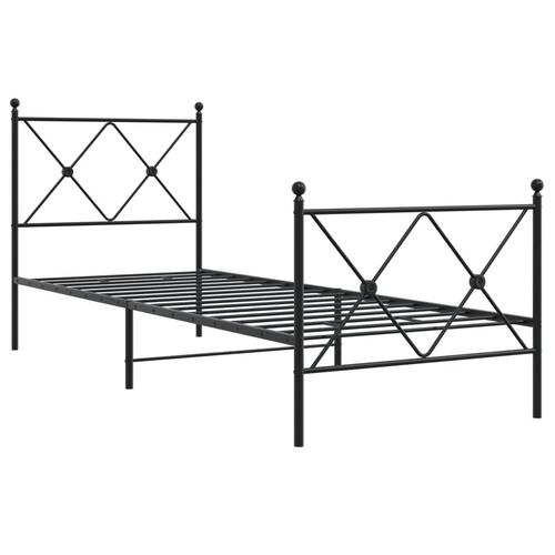 Sengeramme med sengegavl og fodgærde 80x200 cm metal sort