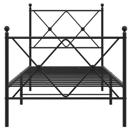 Sengeramme med sengegavl og fodgærde 80x200 cm metal sort