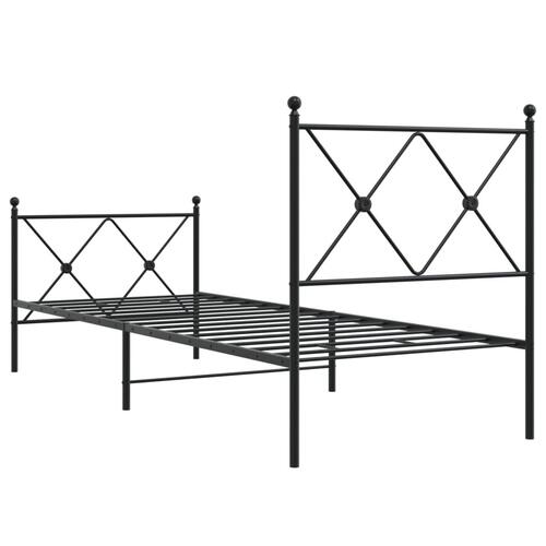 Sengeramme med sengegavl og fodgærde 80x200 cm metal sort