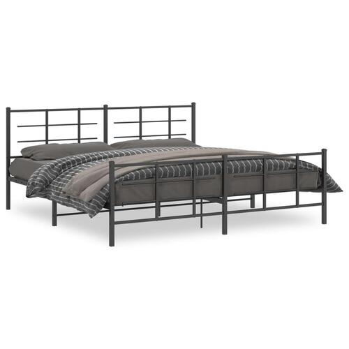 Sengeramme med sengegavl og fodgærde 200x200 cm metal sort