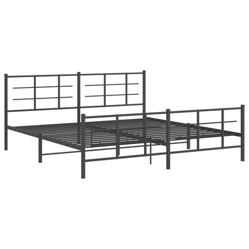 Sengeramme med sengegavl og fodgærde 200x200 cm metal sort