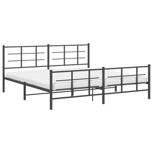 Sengeramme med sengegavl og fodgærde 200x200 cm metal sort