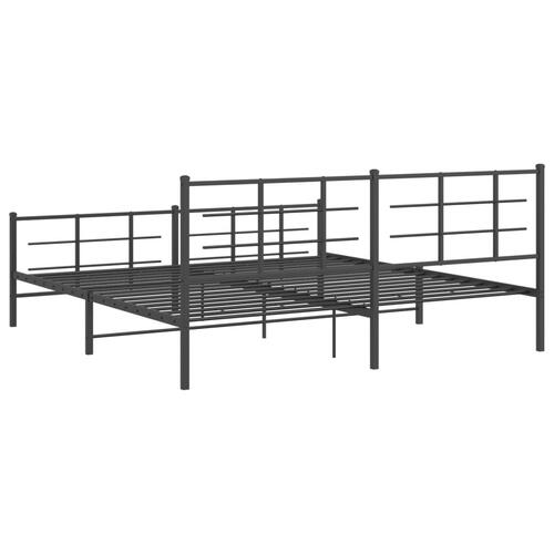 Sengeramme med sengegavl og fodgærde 200x200 cm metal sort