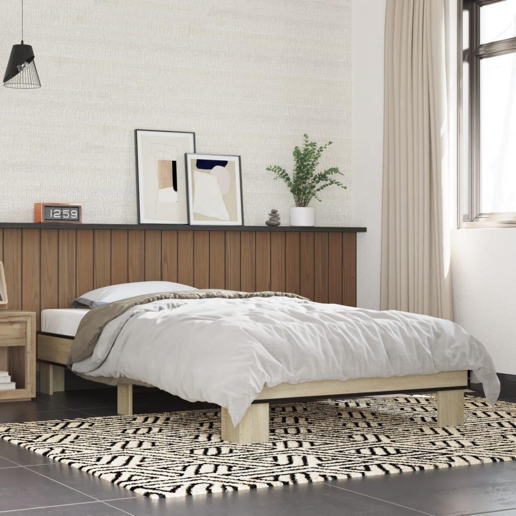 Sengeramme 75x190 cm konstrueret træ og metal sonoma-eg billede