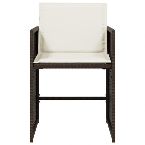 Havestole 4 stk. med hynder polyrattan brun