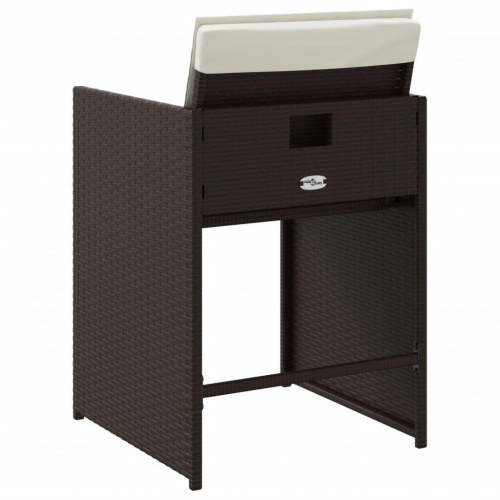 Havestole 4 stk. med hynder polyrattan brun