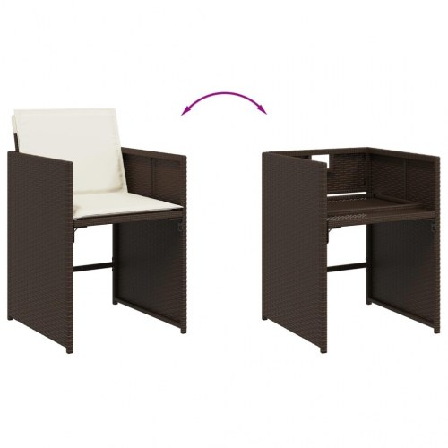 Havestole 4 stk. med hynder polyrattan brun