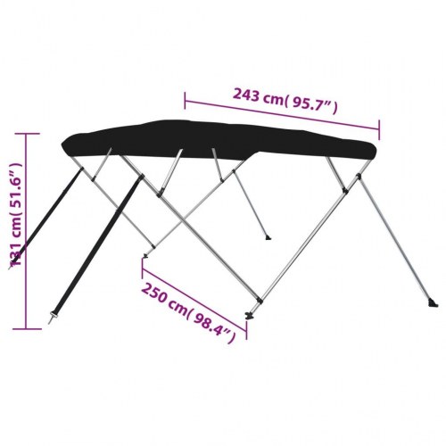 Biminitop med 4 buer 243 × 244 × 137 cm - sort