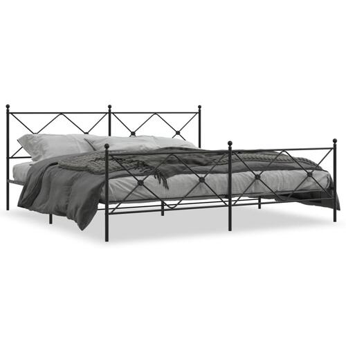 Sengeramme med sengegavl og fodgærde 193x203 cm metal sort