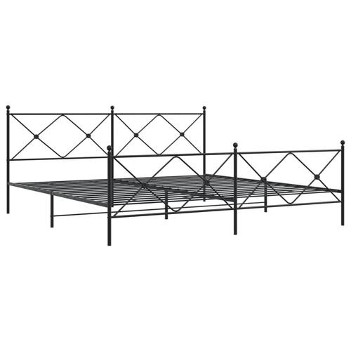 Sengeramme med sengegavl og fodgærde 193x203 cm metal sort