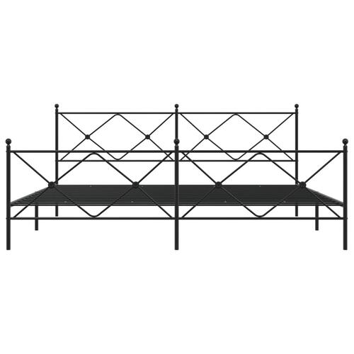 Sengeramme med sengegavl og fodgærde 193x203 cm metal sort