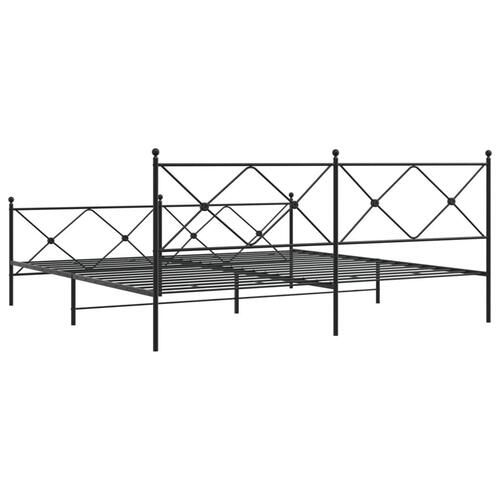 Sengeramme med sengegavl og fodgærde 193x203 cm metal sort