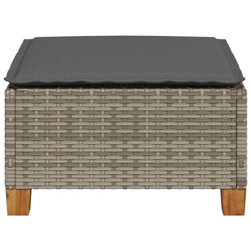 Haveskammel med hynde 63,5x56x32 cm polyrattan grå