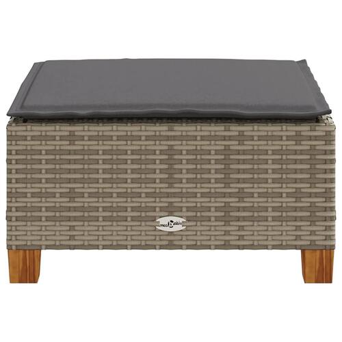Haveskammel med hynde 63,5x56x32 cm polyrattan grå