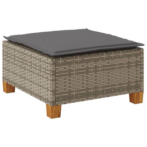 Haveskammel med hynde 63,5x56x32 cm polyrattan grå