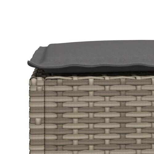 Haveskammel med hynde 63,5x56x32 cm polyrattan grå