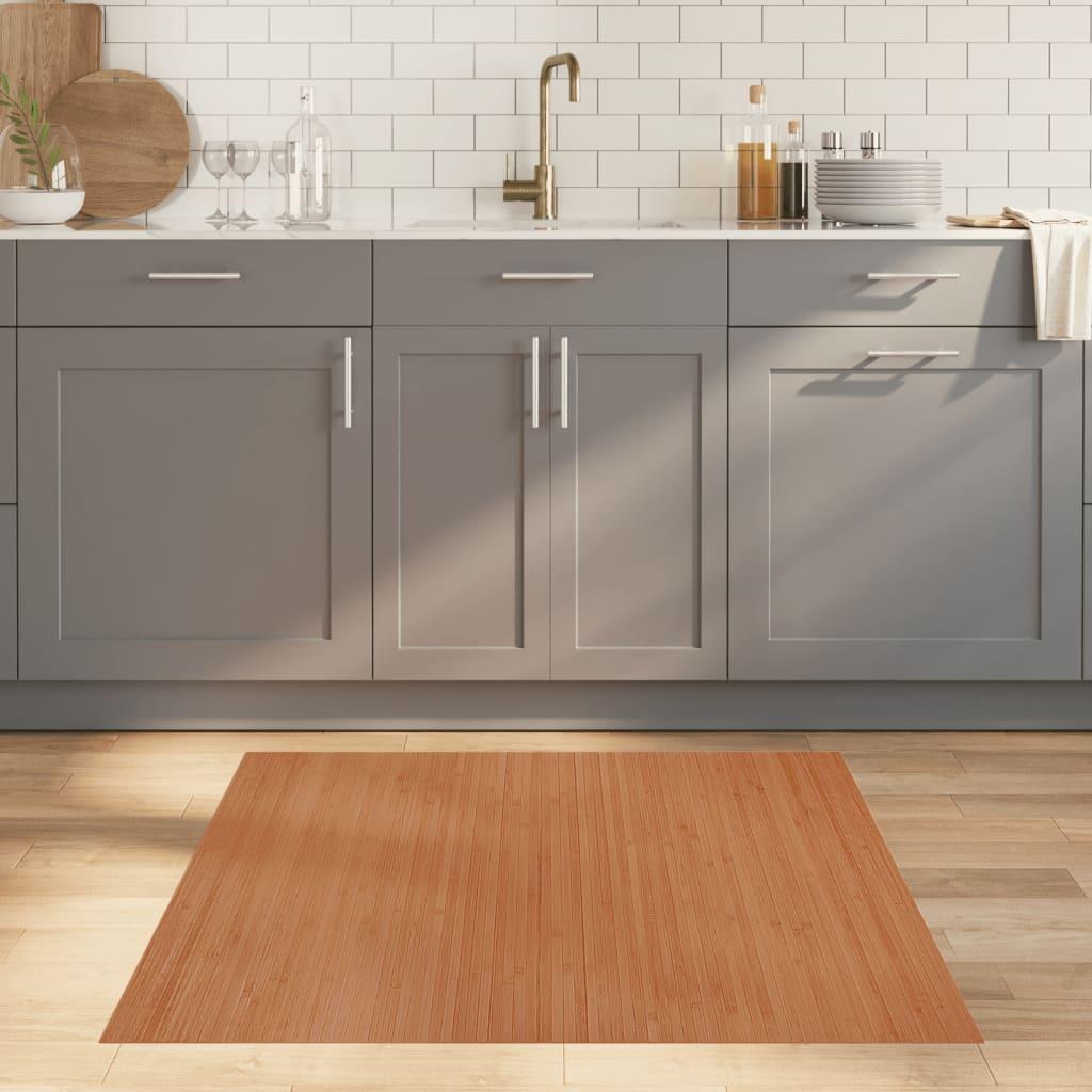 Gulvtæppe 100x100 cm rektangulær bambus naturfarvet billede