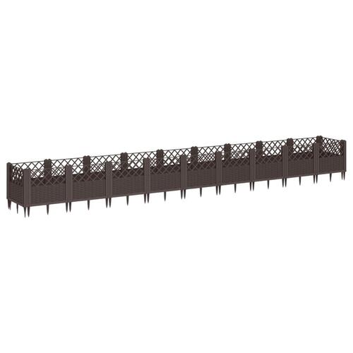 Plantekasse med spyd 362,5x42,5x28,5 cm PP brun